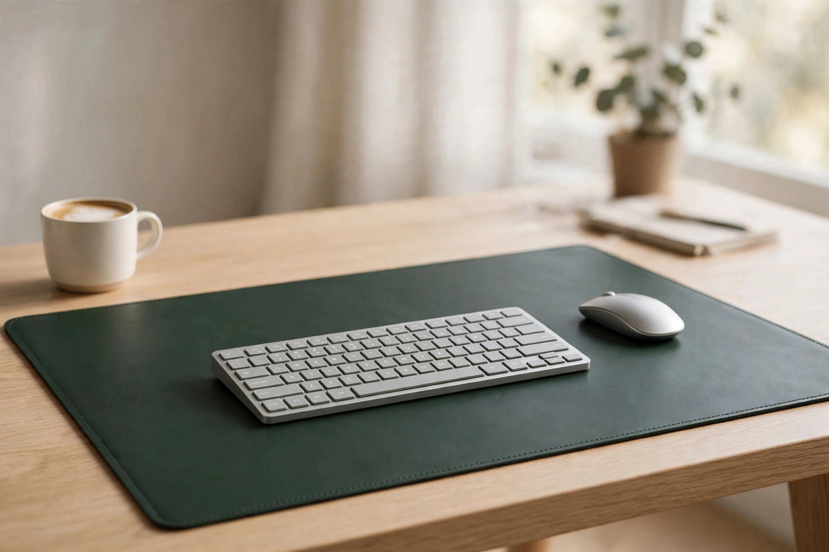 The Kensington Desk Mat - Dark Green styled